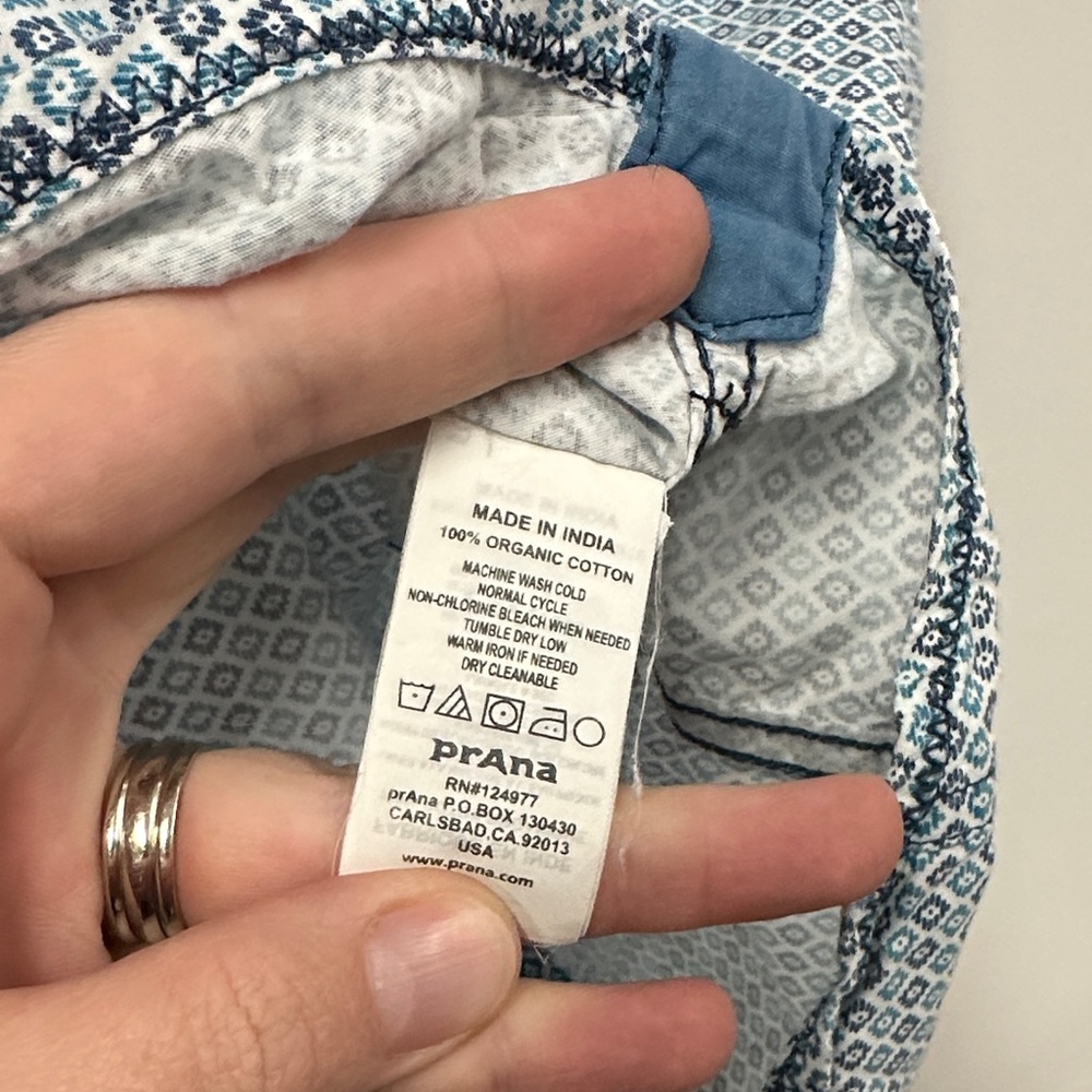 Prana Light Blue Patterned Button Down Shirt - image 5